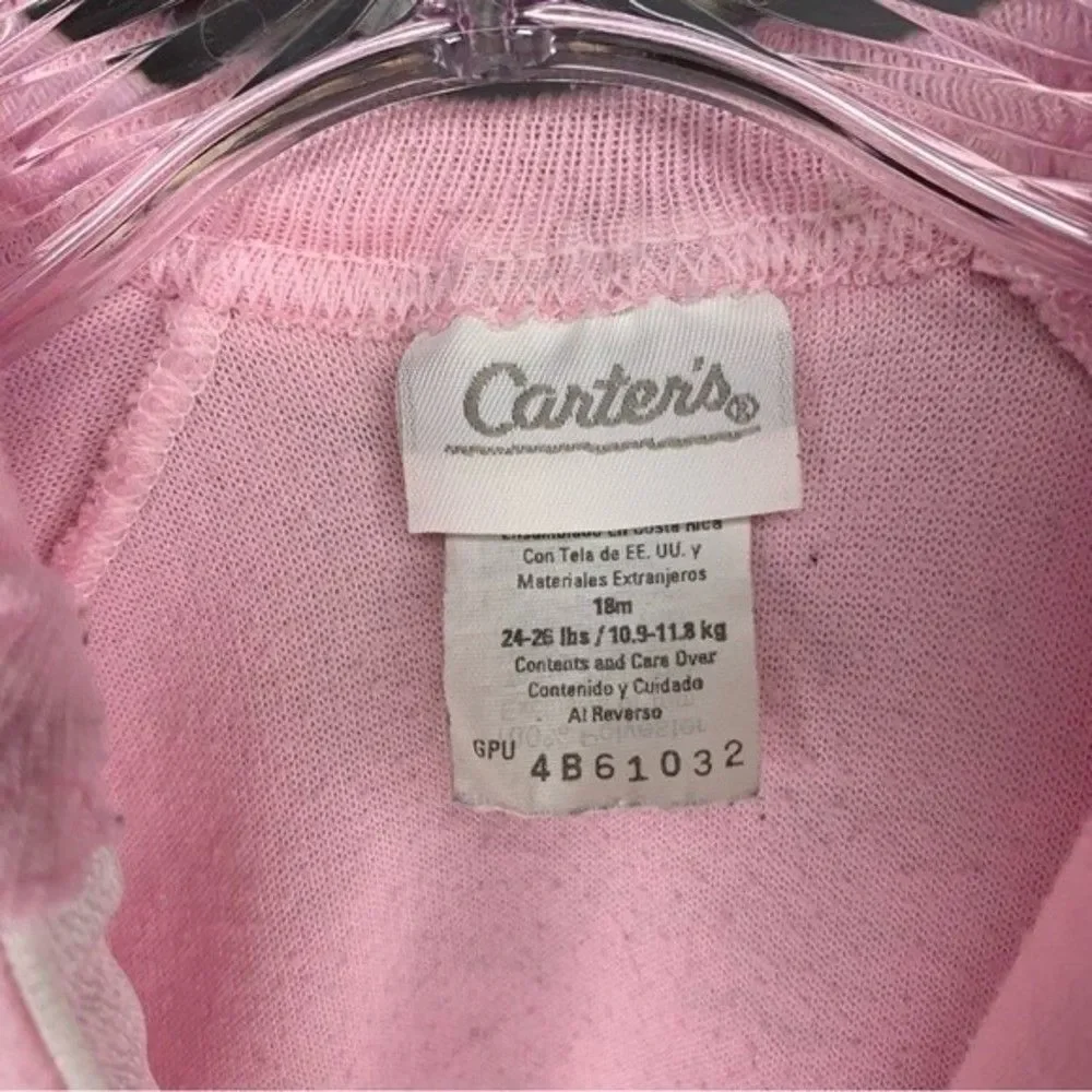 Vintage Carters Pink Full Zip One Piece Sleeper Footed Pajamas Teddy Embroidered